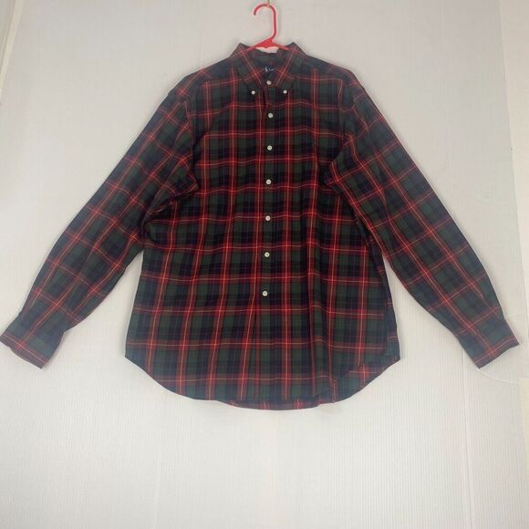 Polo Ralph Lauren Shirt Men SZ L Green Red Plaid Button Down Classic Fit Pony - Picture 2 of 16